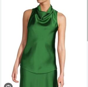 ANTONIO MELANI Green Draped Sleeveless Blouse